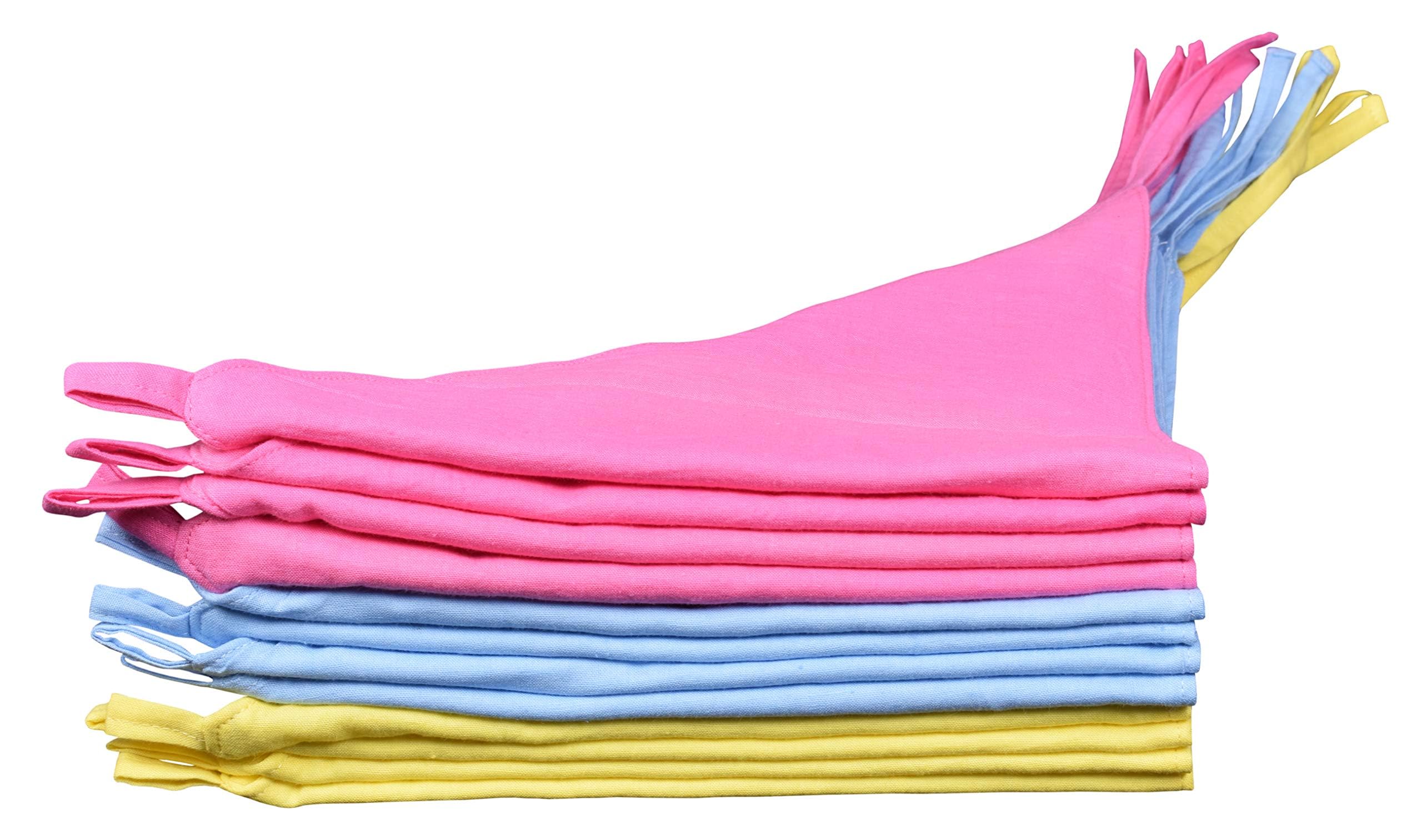 MK HANDICRAFT Set of 12 Pieces Soft and Pure Cotton Triangular Nappies for Babies (Yellow, Children: XS)-picture-2