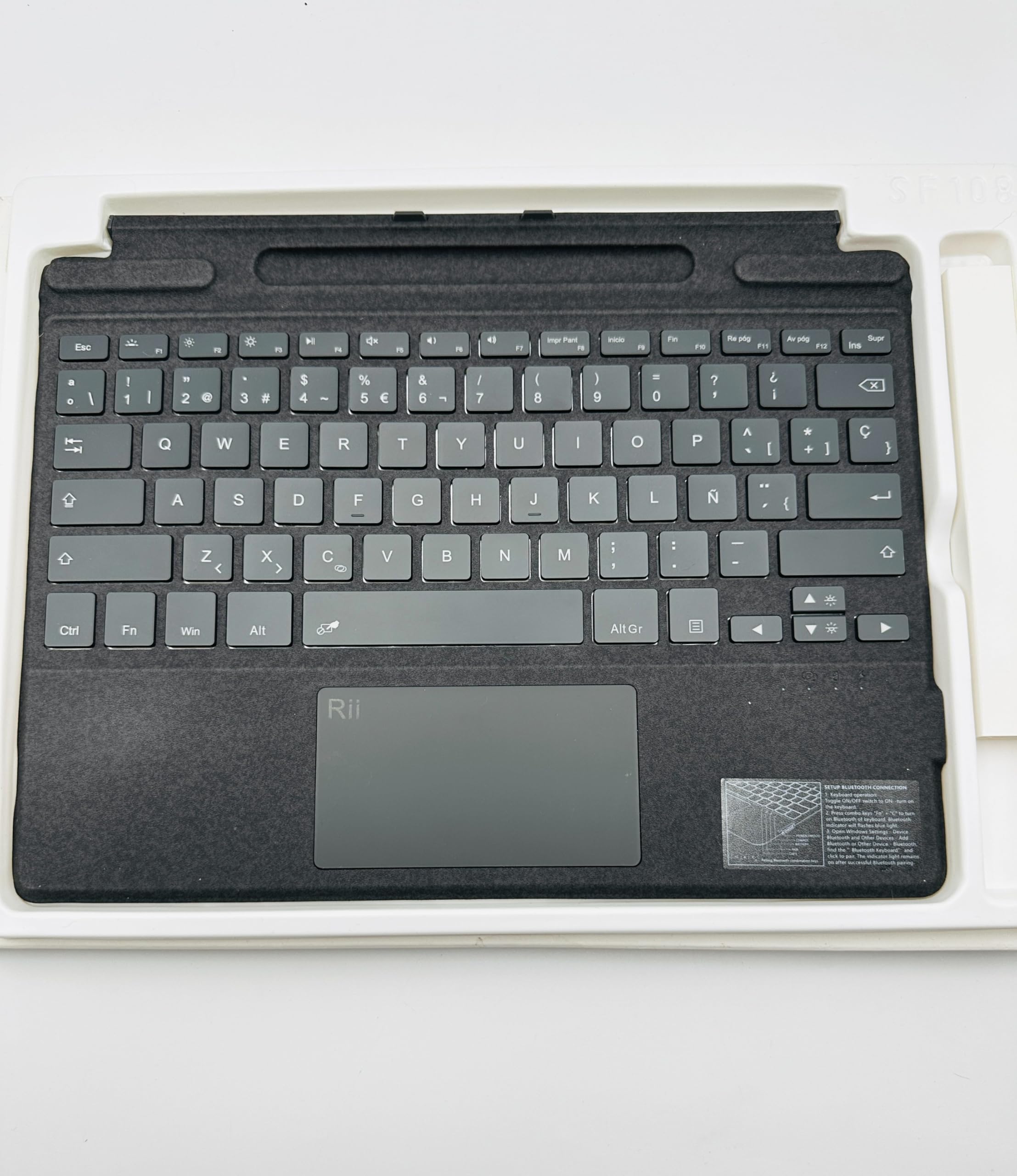 Rii SF108 Teclado Inalámbrico Bluetooth Magnétic para Microsoft Surface Pro Signature Teclado, Layout Español (Surface Pro 8/9/X)