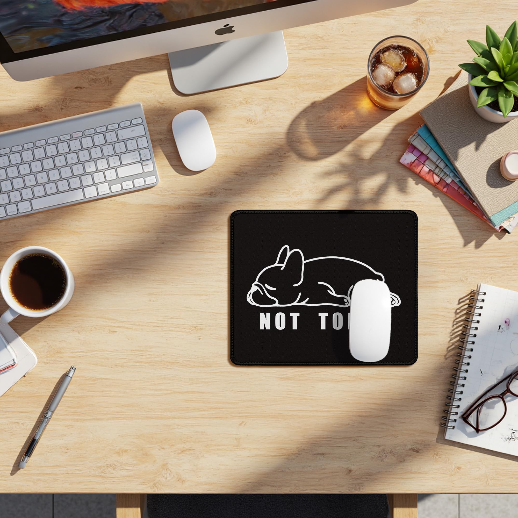 Divertente tappetino per mouse con bulldog francese e scritta in inglese "Not Today", tappetino per mouse per casa, ufficio, dormitorio, computer, laptop, accessori da scrivania, regalo per gli