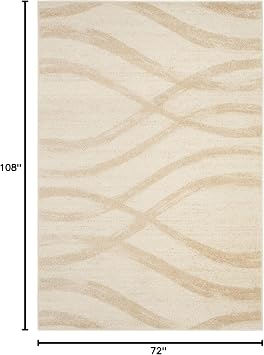 SAFAVIEH Area Rug 6x9 - Adirondack Collection - Cream & Champagne, Modern Wave Design, Non-Shedding & Easy to Clean, Ideal for Living Room, Bedroom, Dining Space (ADR125W)
