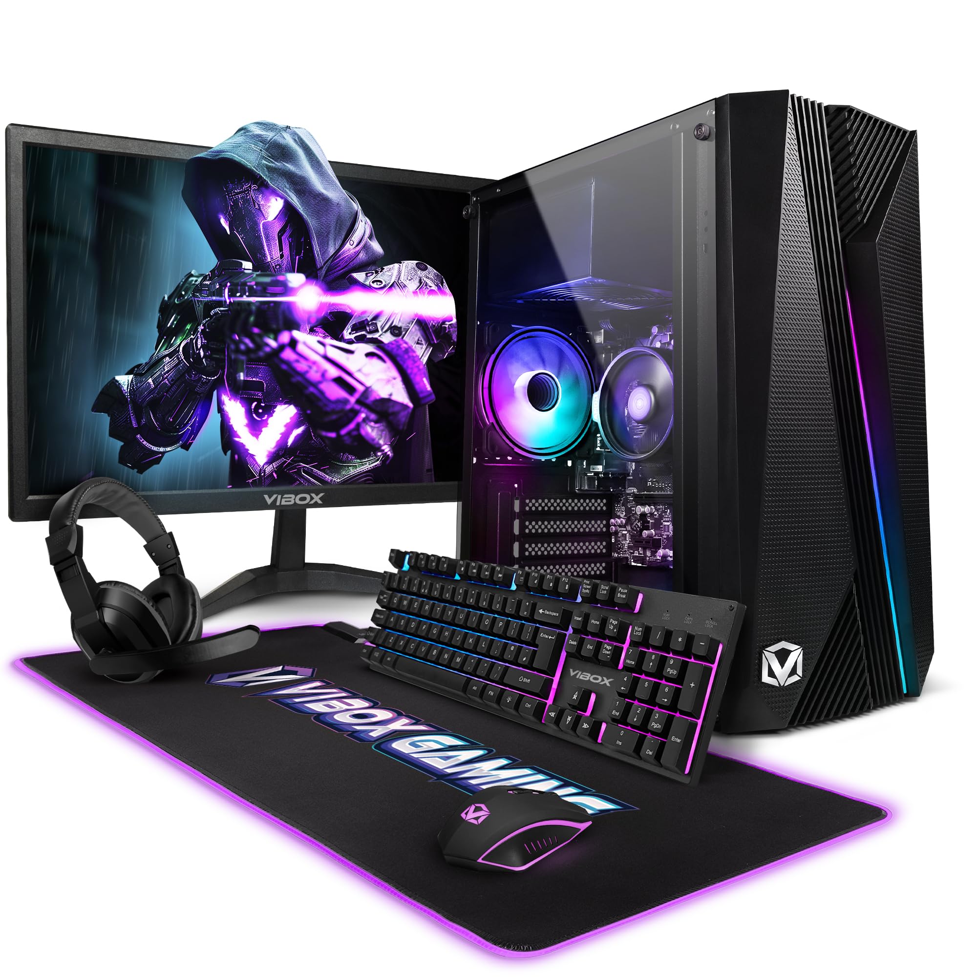Vibox I-28 PC Gaming Completo • Schermo da 22 pollici • AMD Ryzen 3 3200G 4 cores • Radeon Vega 8 • 16GB RAM • 500GB SSD • Windows 11 • WiFi 6 + Bluetooth 5.4
