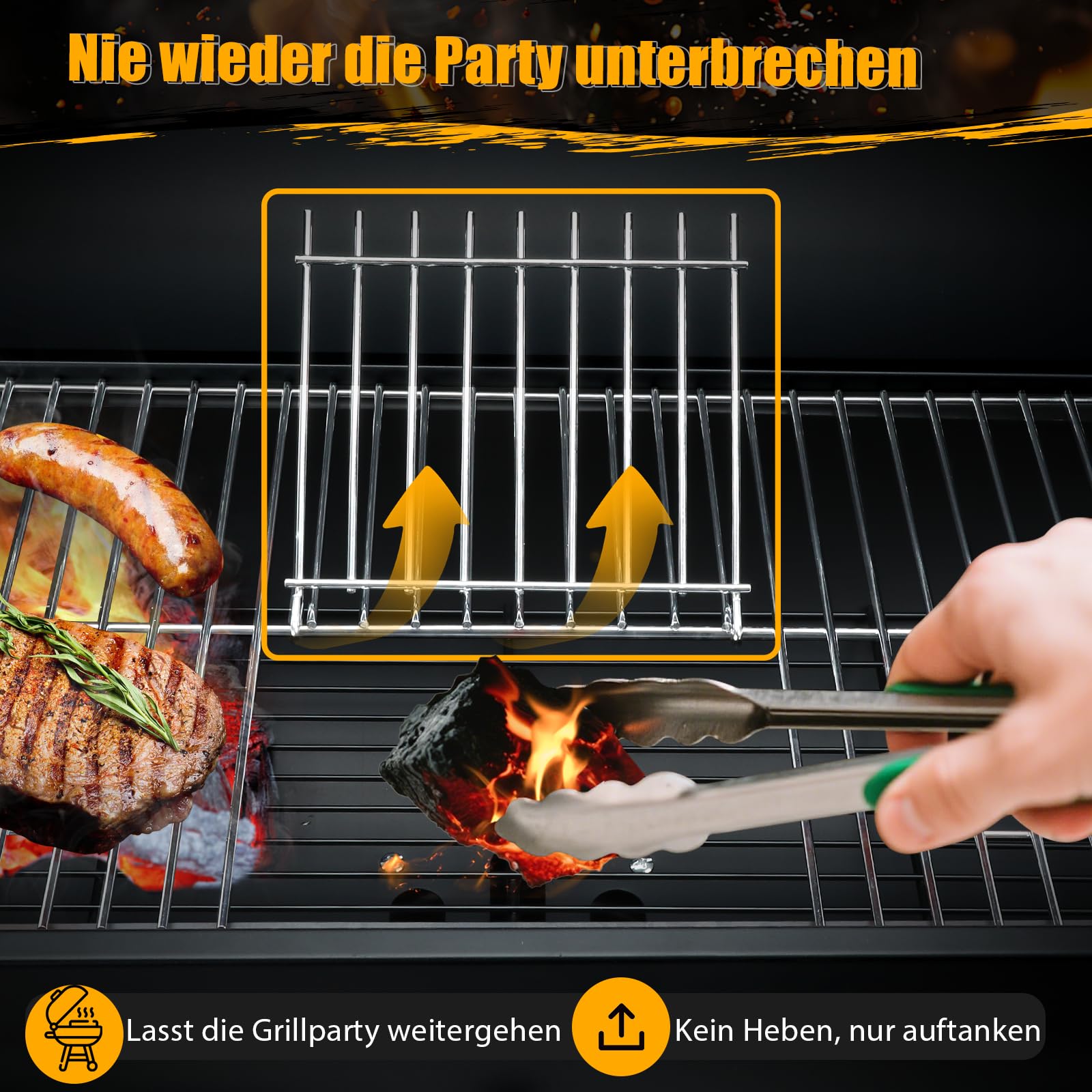 Großer Holzkohlegrill, BBQ Grill mit 4 Lüftungen, Robuster Garten Outdoor Grill