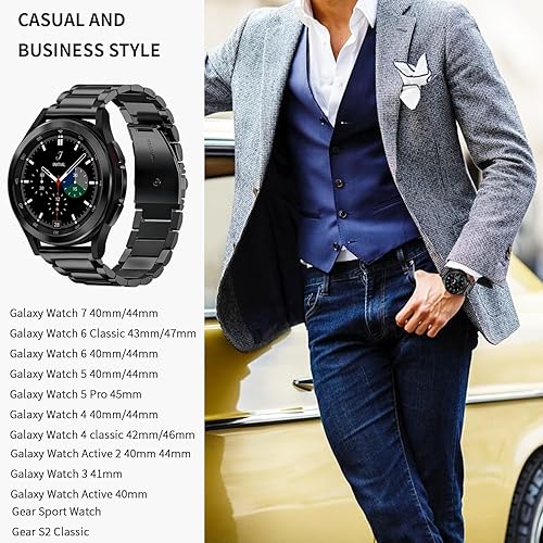 Vista 25 de GOLDTOLUCK Stainless Steel Band Compatible with Samsung Galaxy Watch 8 7 6 5 4 Classic FE Pro 40mm 44mm 46mm 43mm 47mm 45mm 42mm 20mm Men Women Negro