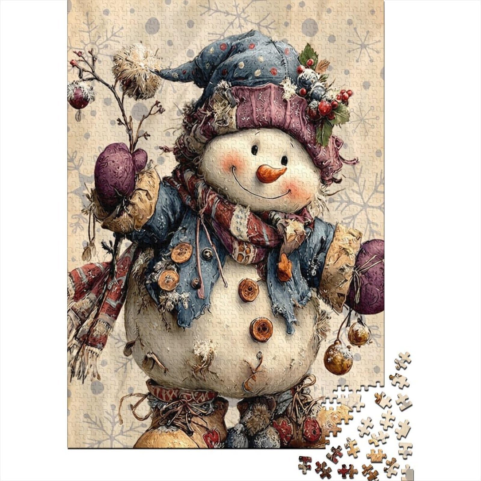 Handpainted Snowman 1000pc puzzle adult puzzle home decor leisure