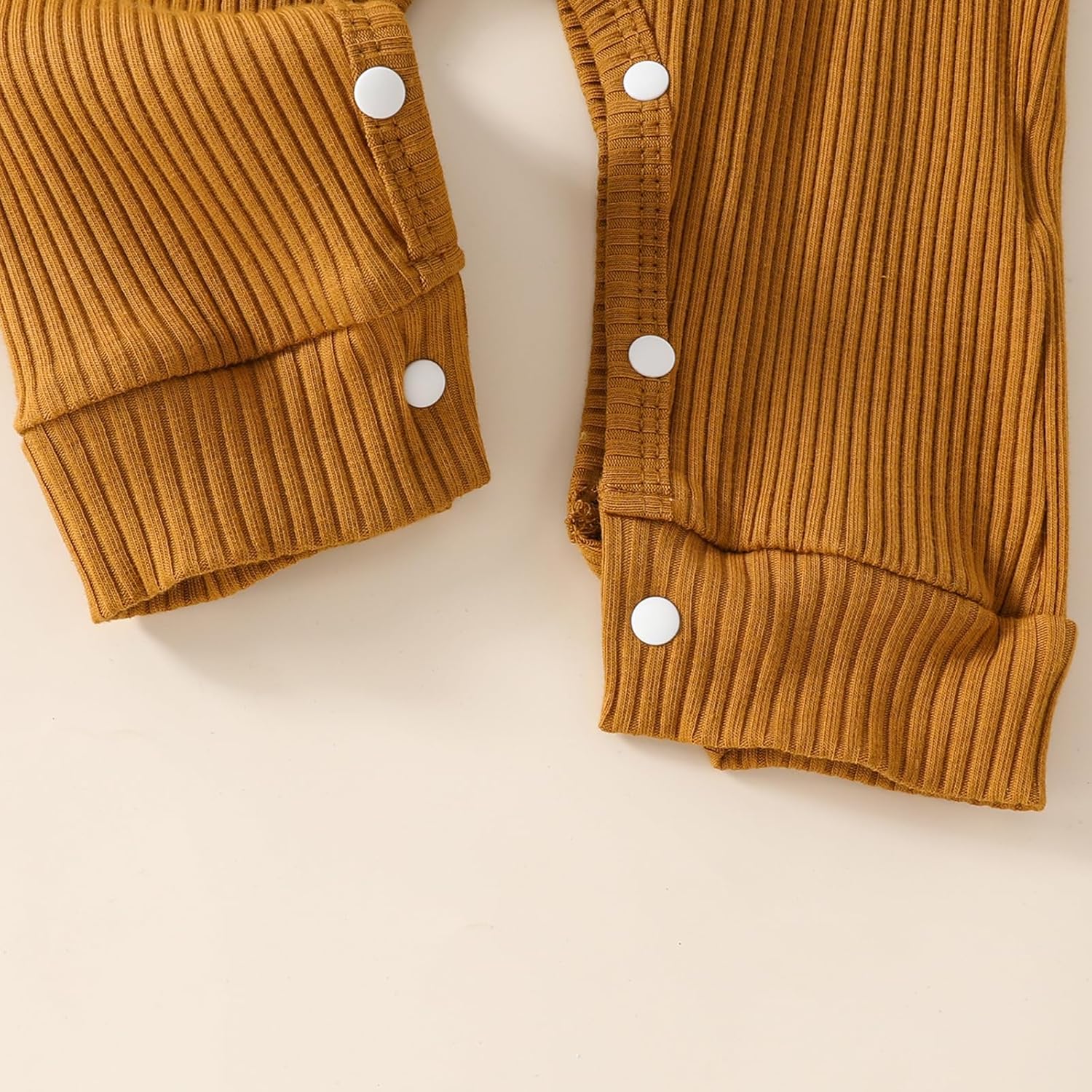 Infant Boys Girls Clothes Set Newborn Baby Romper Hat Ribbed Knit Long Sleeve Button Solid Bodysuit Jumpsuit - Image 6