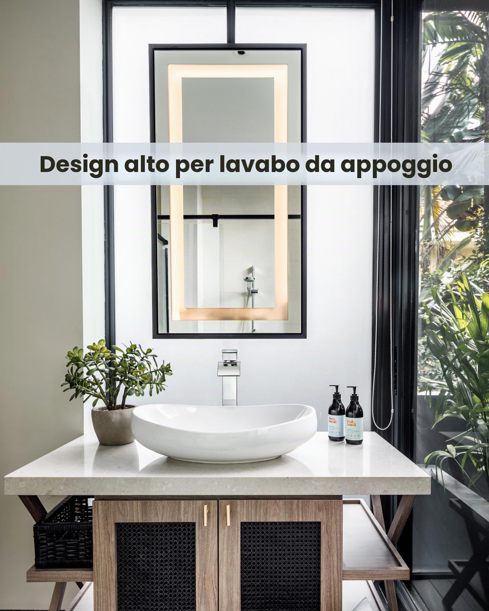 Rubinetto bagno, miscelatore lavabo a cascata in cromo con altezza scarico 224MM, miscelatore monocomando in acciaio inossidabile, rubinetto per lavabo con tubo di collegamento da 60cm