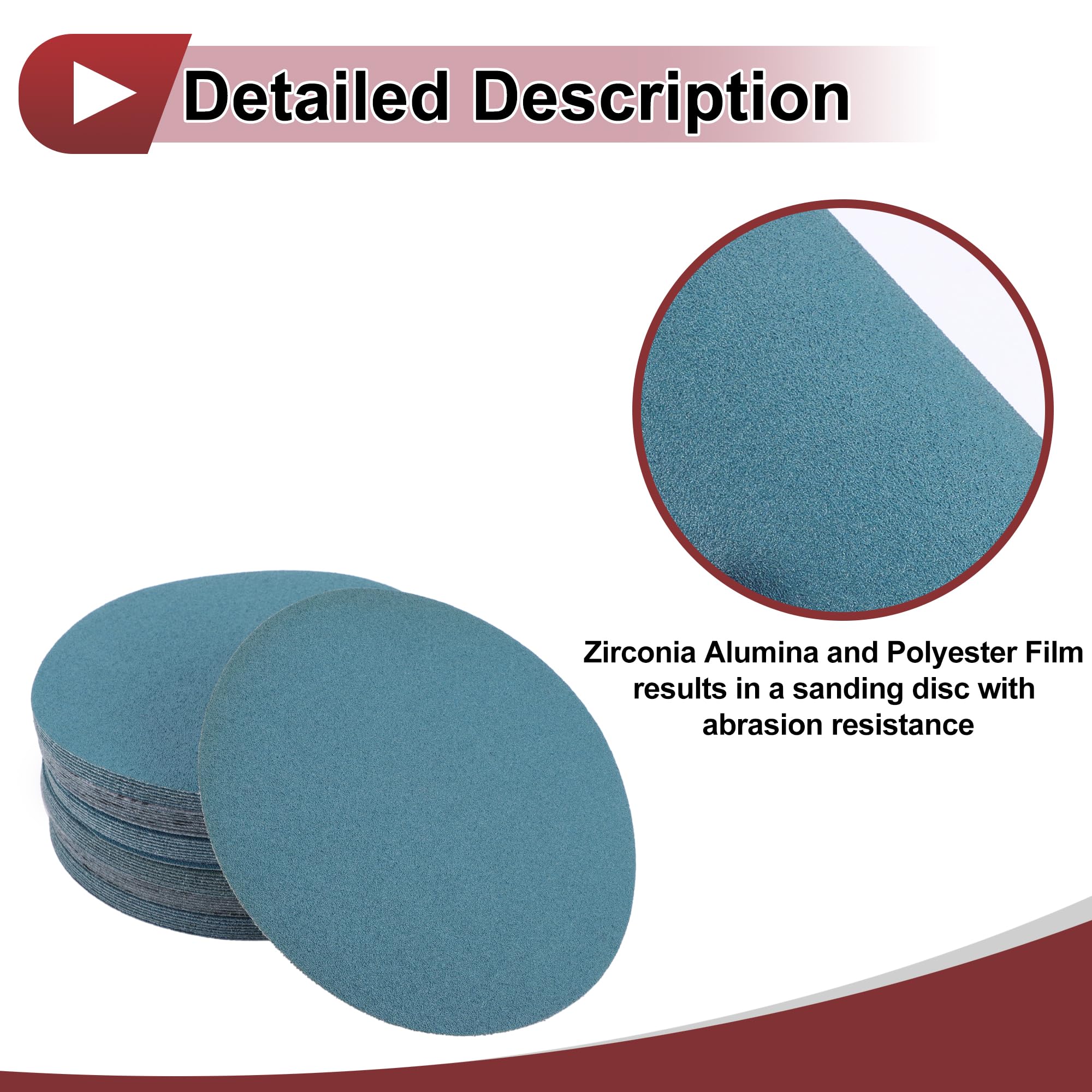 HEROFFIX 50 Pcs Car Wood Sanding Discs Smoothing Hook & Loop Sandpaper for Woodworking Automotive Refinishing 7.09" 80 Grit Blue Zirconia Alumina - Image 3