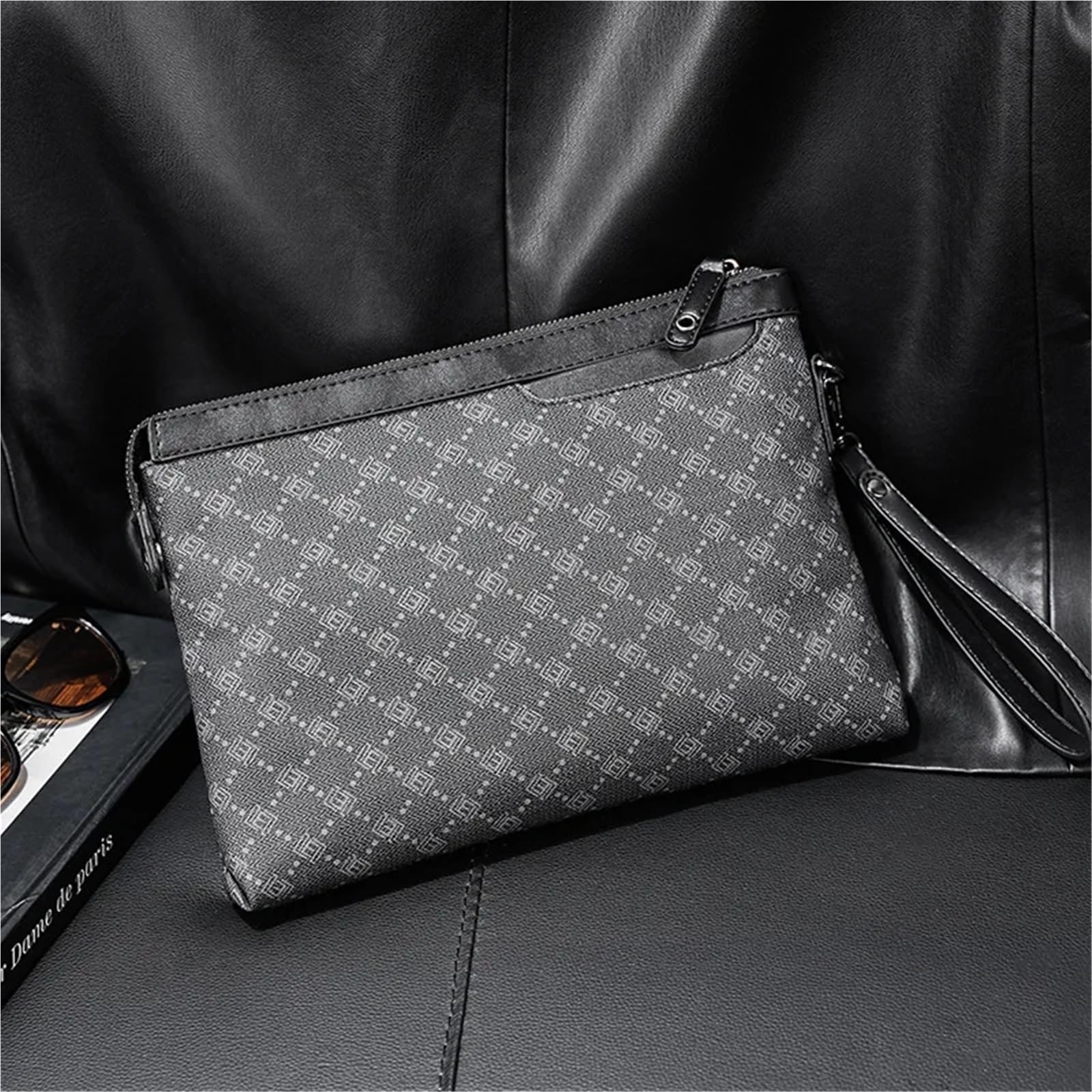 Pochette da uomo in morbida pelle Borsa da uomo Portafoglio rettangolare Pochette da polso for telefono