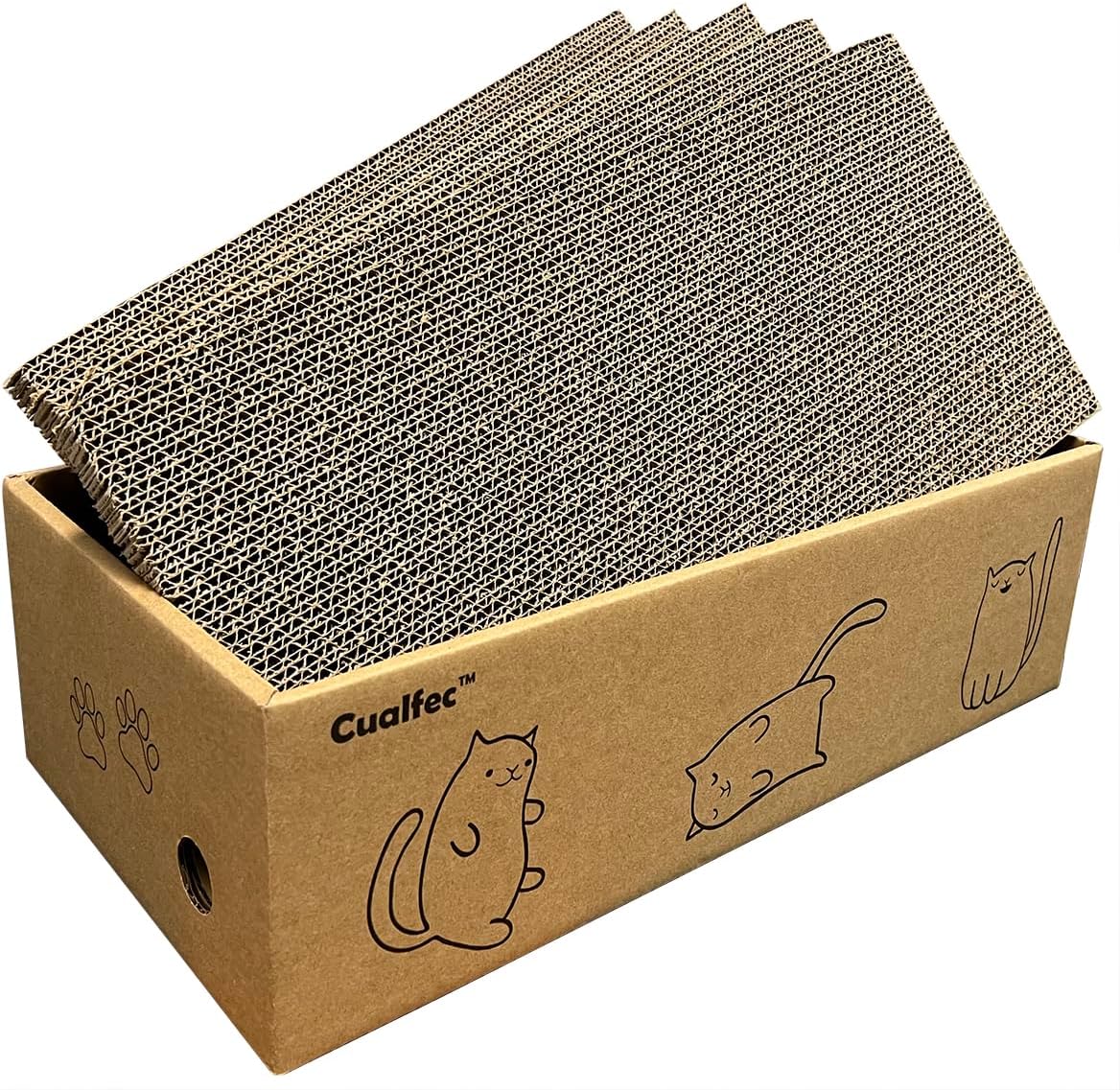Cualfec Cardboard Cat Scratchers Cat Scratching Pad with