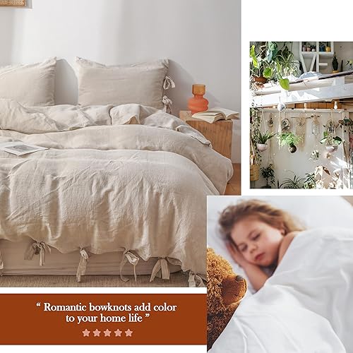 Miniatura 6 de Simple&Opulence - Juego de funda de edredón 100% lino, 3 piezas de lino belga transpirable de ropa de cama, tamaño king 104x92 pulgadas (1 funda de