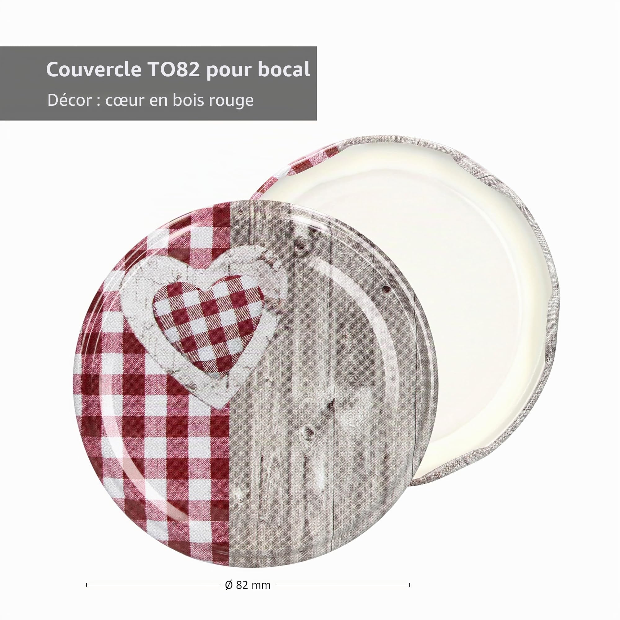 MamboCat Lot de 100 bocaux en verre 230 ml, couvercle à visser, cœur en bois rouge à carreaux, livret de recettes inclus, pour faire des conserves