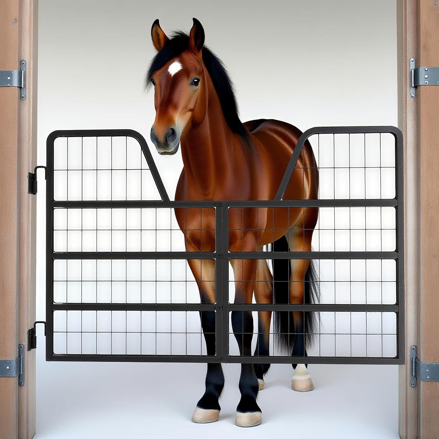 48" W × 24" H Horse Stall Gate, 1" Thick Steel Frame Stall Guards for Horses, Heavy Duty Horse Stall Guard, Fits Standard Barn Doorways, Easy to Install