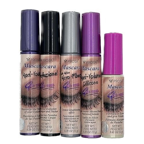 Máscara de pestañas profesional para volumen amplificado, longitud completa, sombra de ébano profundo y glamour duradero para todo el día, paquete