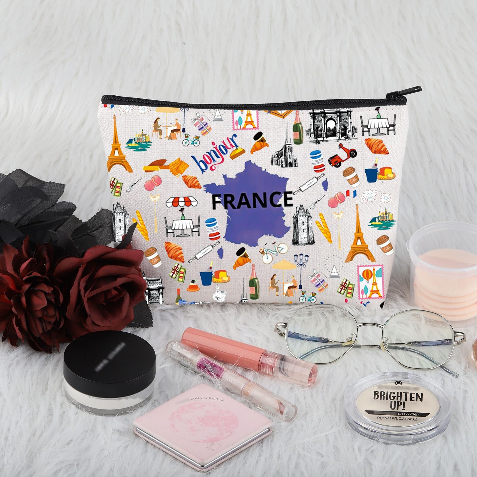 France Travel Traveling Gift France Icons Makeup Bag France Trip Vacation Cosmetic Bag France Souvenir Gift (France Icons Bag) - Image 3