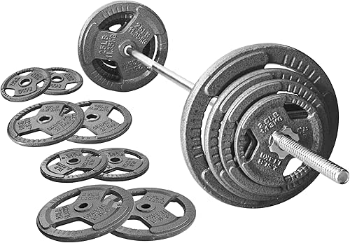 Fitvids Barbell Weight Set, Cast Iron 1" Standard Weight Plates