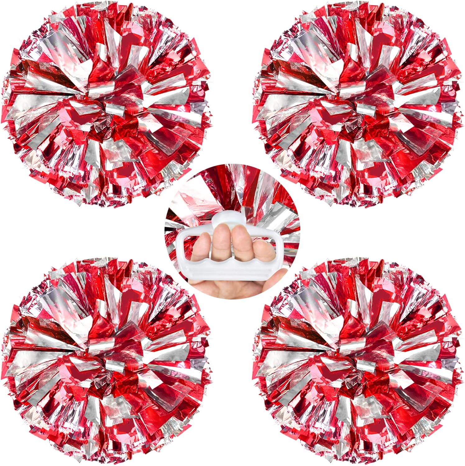 AUHOKY 4 Packs Metallic Cheerleading Cheer Pom Poms, Fluffy
