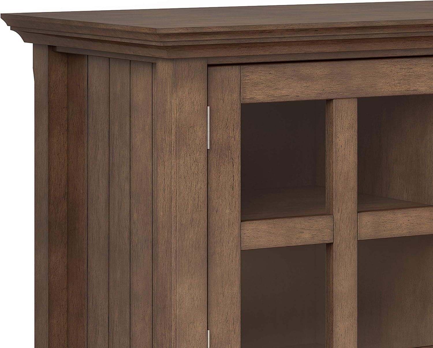 SIMPLIHOME Acadian TV Stand - 60 inch Wide Solid Wood Media Console in Rustic Natural Aged Brown, Transitional Entertainment Center for Living Room for TVs up to 65 Inches with Glass Cabinets