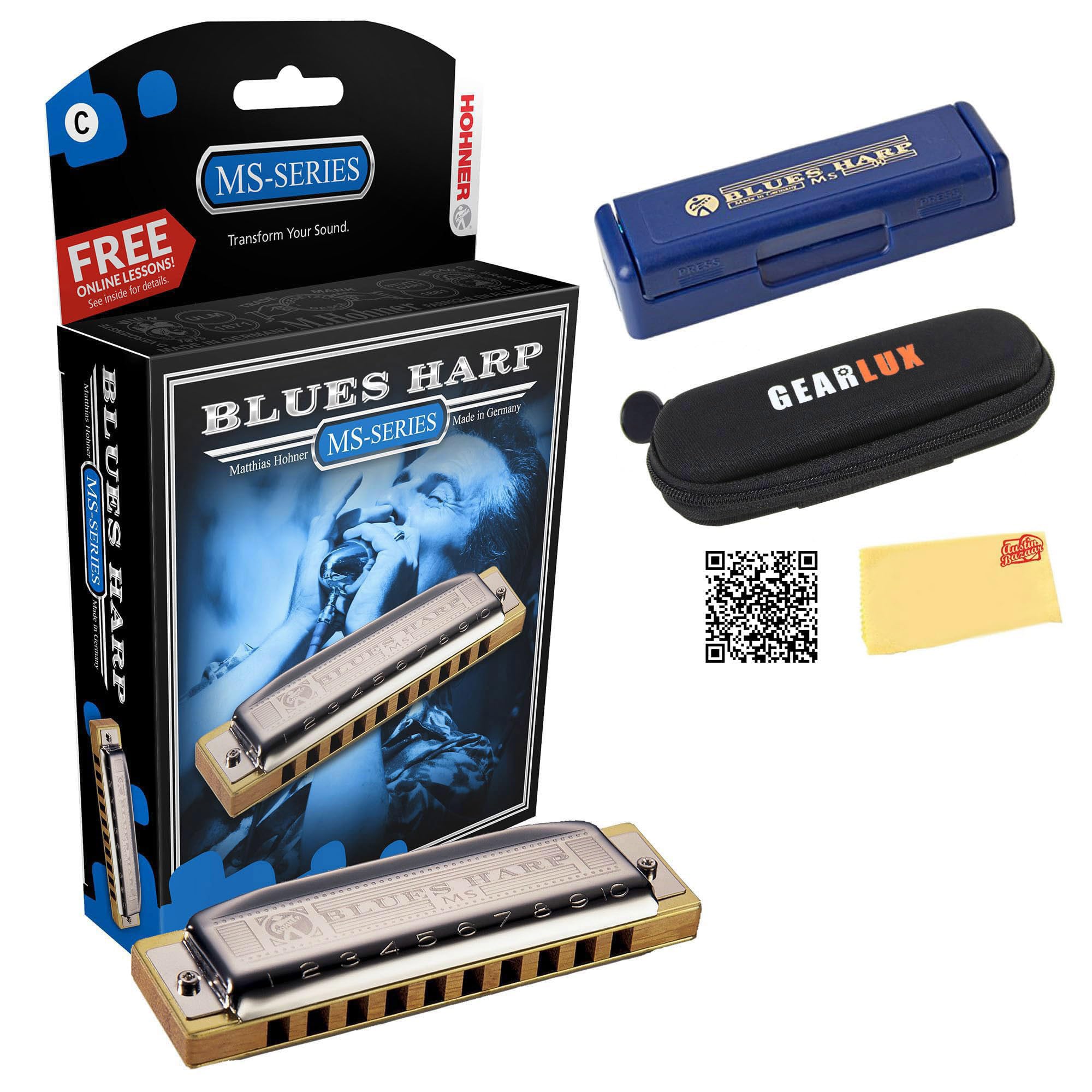 Amazon | Hohner Harmonica 532 Blues Harp MS - Key of A Bundle with