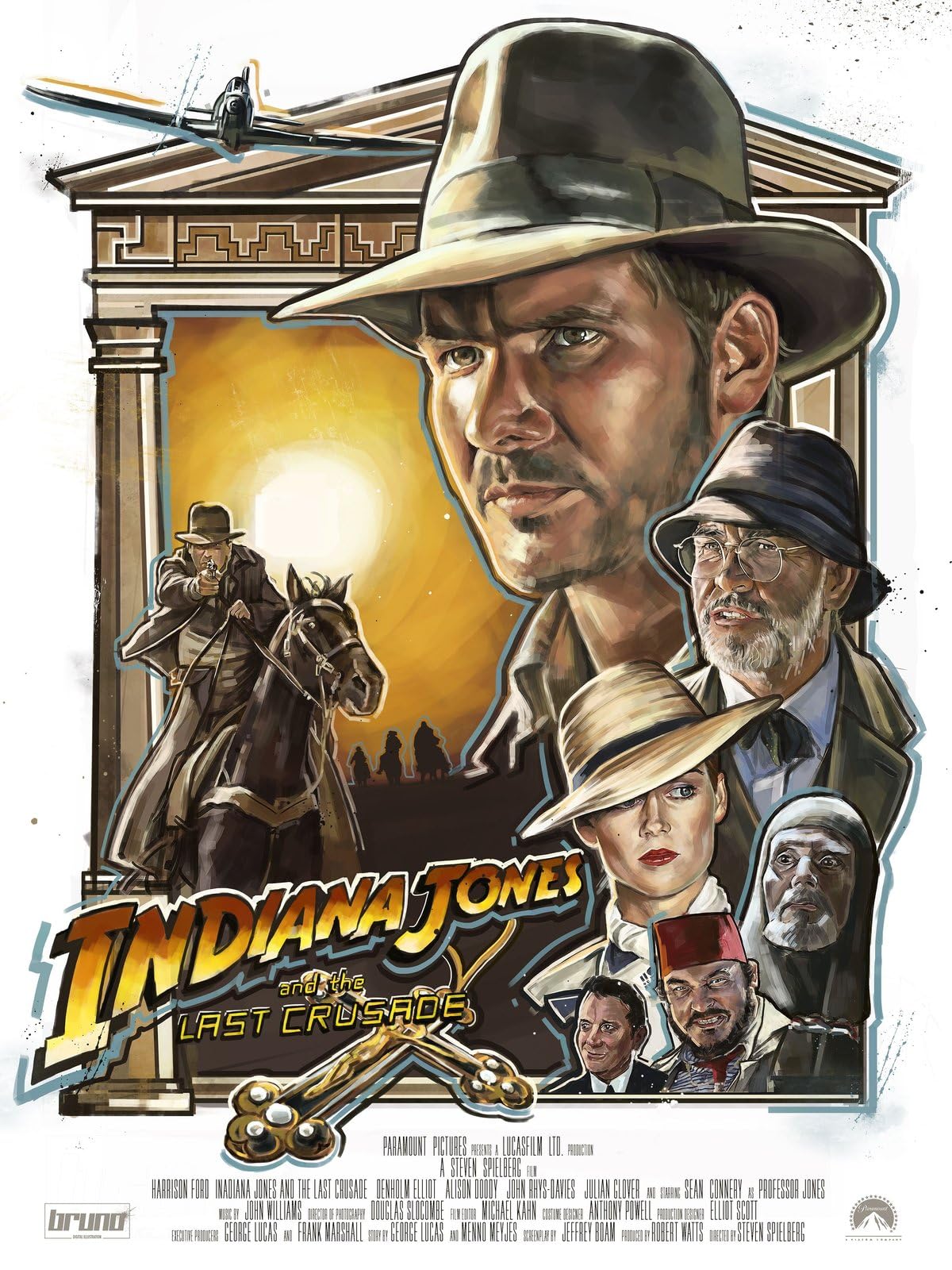 Indiana Jones and the last cruciate 1 A0 Poster on Canvas - Movie Art Poster in varie dimensioni per idee soggiorno o camera da letto. Immagini di film cult senza bordi Classic Iconic 70s 80s 90s Vin