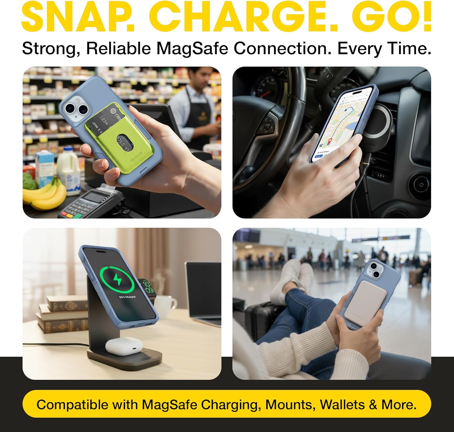 OtterBox iPhone 16e, iPhone 15, iPhone 14, and iPhone 13 Commuter Series Case - MagSafe Edition - Blue, Slim & Tough, Pocket-Friendly, with Port Protection - Crisp Denim