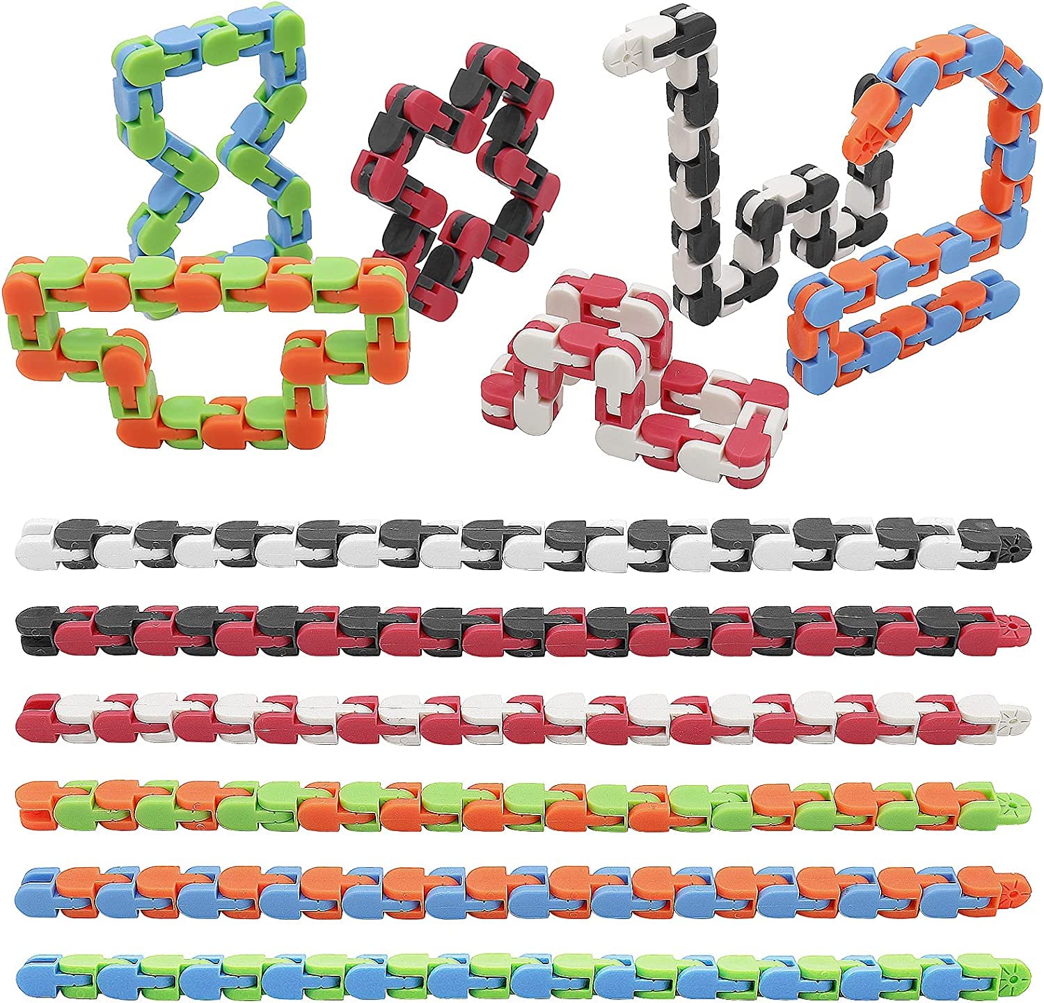 AEXONIZ TOYS 24 Links Wacky Tracks Snap Click Fidget Toys Set for Sensory Kids - Snake Puzzles Game for Kids Random Color Links(Kids Building Block Toys)(Multicolor) (Pack of 3) (B0BVMHWZJ2) Amazon Price History, Amazon Price Tracker