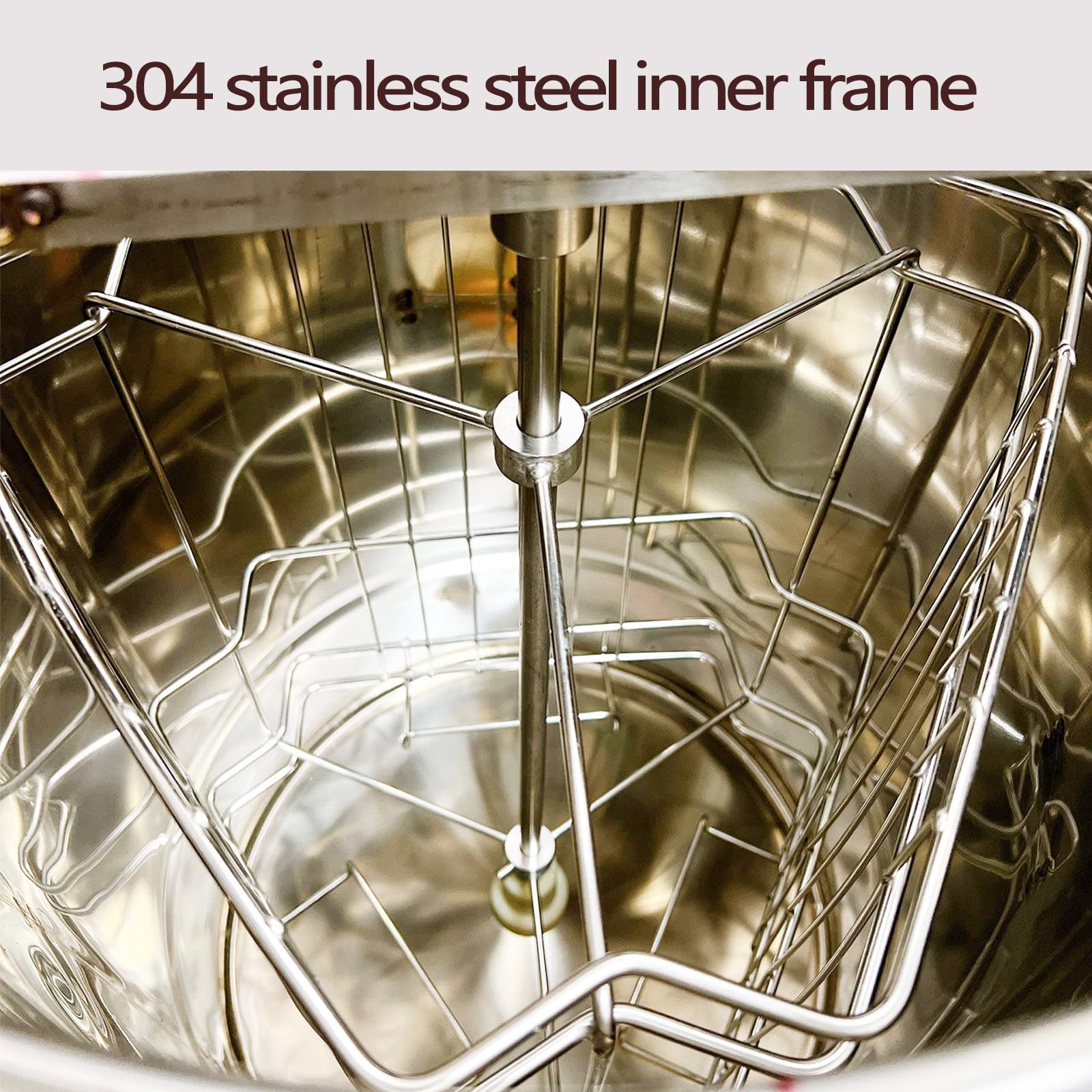 Estrattore di Miele, 3 Frame Manuale in Acciaio Inox estrattore, Smielatore Centrifuga con Coperchio Trasparente, Altezza 108cm(avec Support)