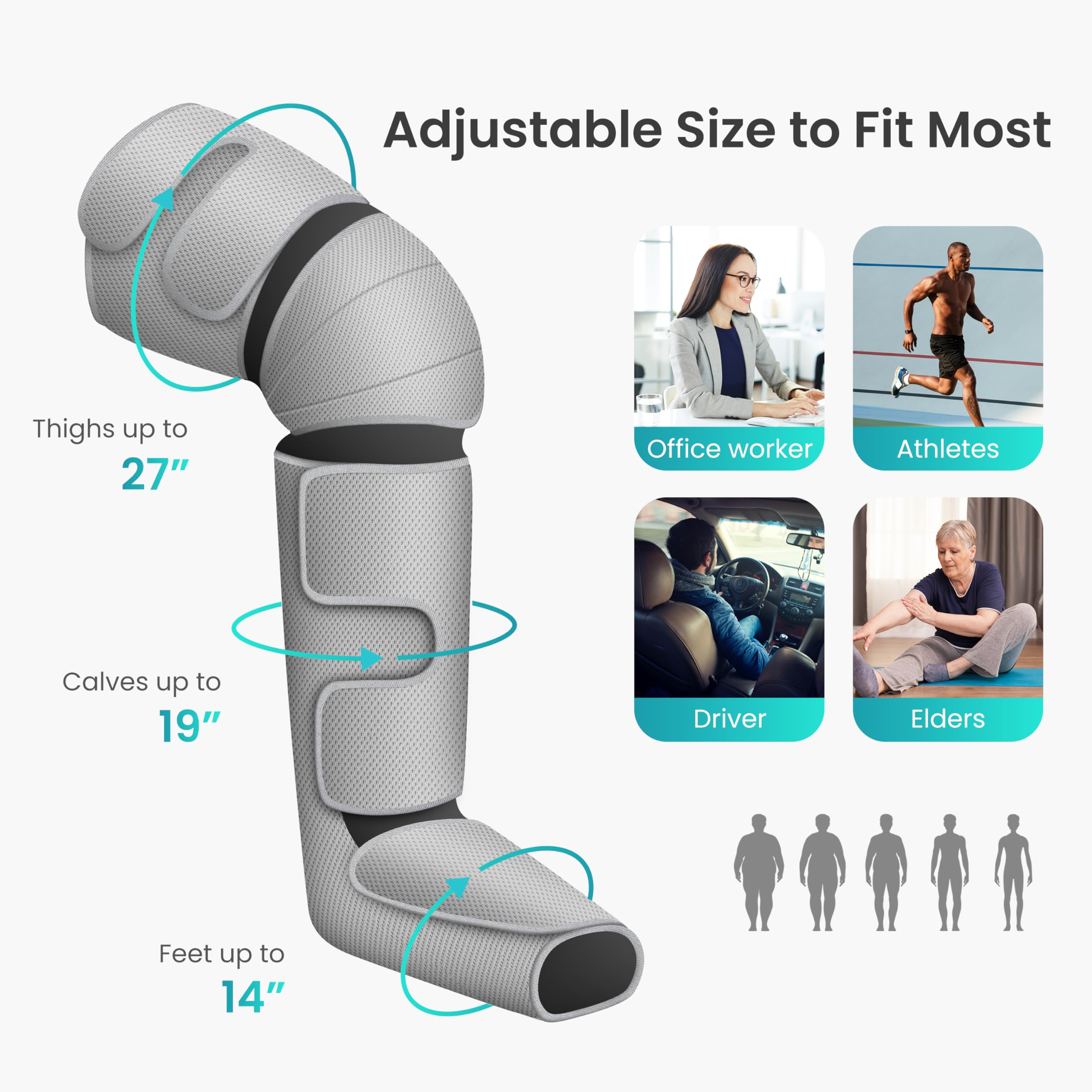 Snailax Masajeadora de Piernas con Compresión, Masajeador de Rodillas y Pantorrillas con Calor, 4D Masajeador Piernas Tejido Profundo Amasamiento, Regalos para Mujeres Hombres,Gris