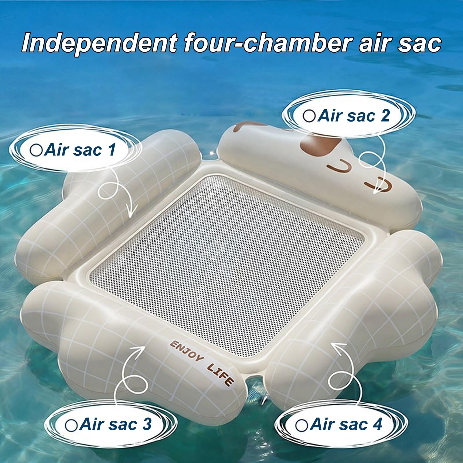 Bouee Piscine, Fauteuil Flottant pour Piscine avec 4 Chambres À Air Indépendantes et Un Système de Ventilation Central en Maille, Idéale pour Les Lacs et la Plage