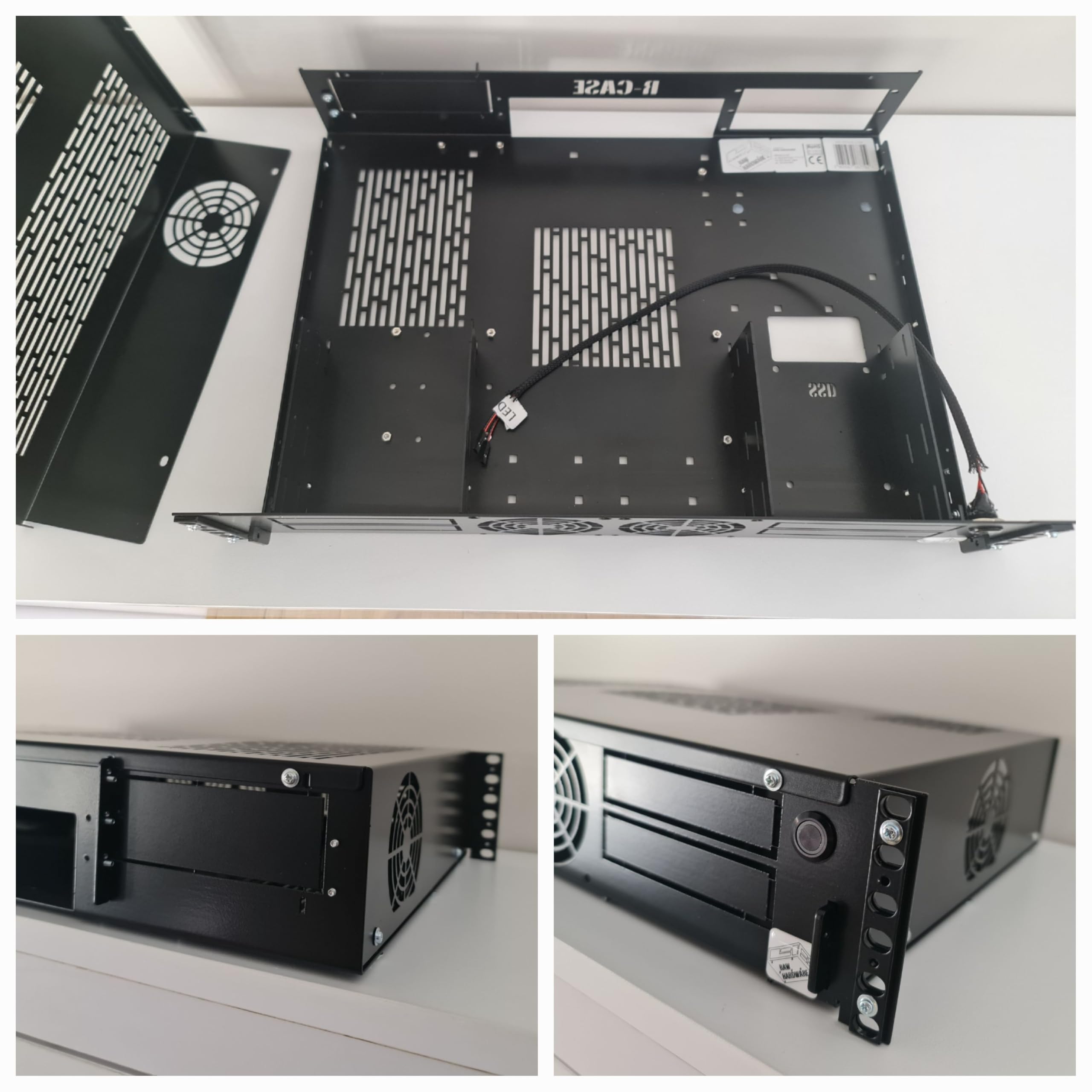 R-CASE 4 - RACK RAL case 19 pulgadas, tamaño 2U, ATX o mATX + GPU, recubrimiento en polvo, FAN 80x80