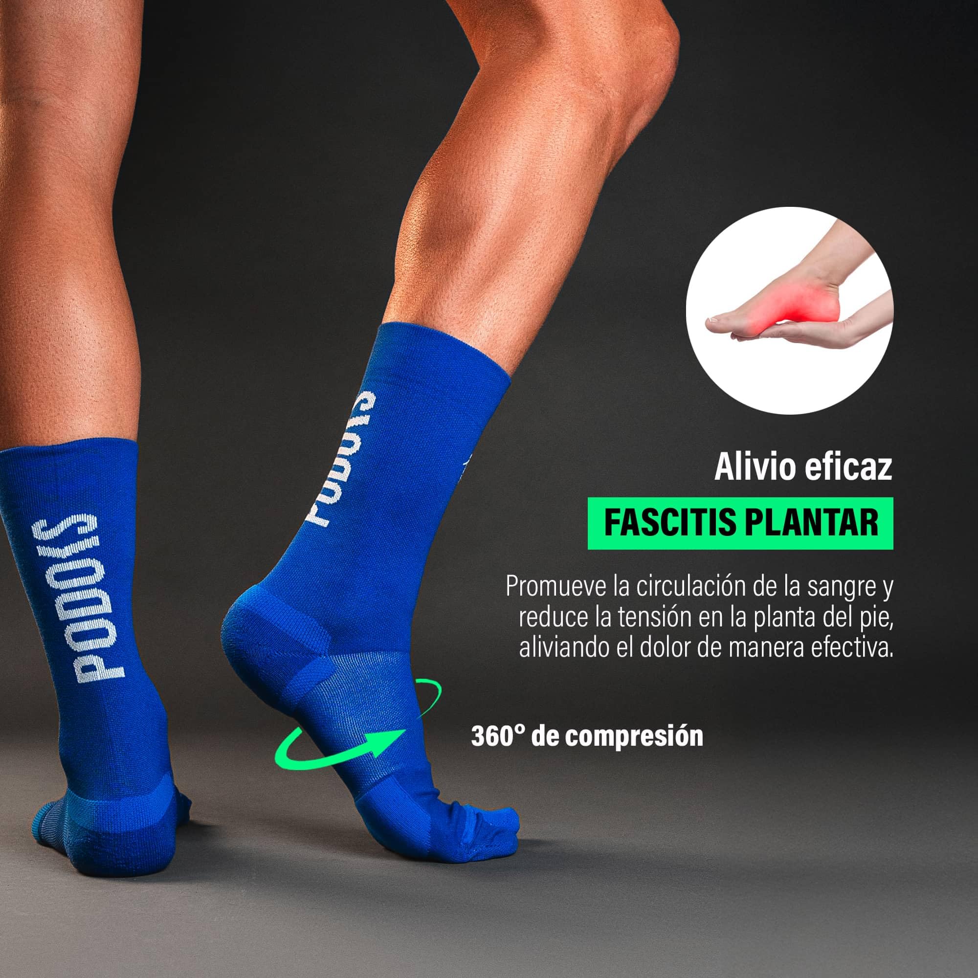 Calcetines Running Hombre y Mujer | Compresión deportiva y almohadillado estratégico | Alivia Fascitis Plantar | Sirve para Padel, Crossfit y más