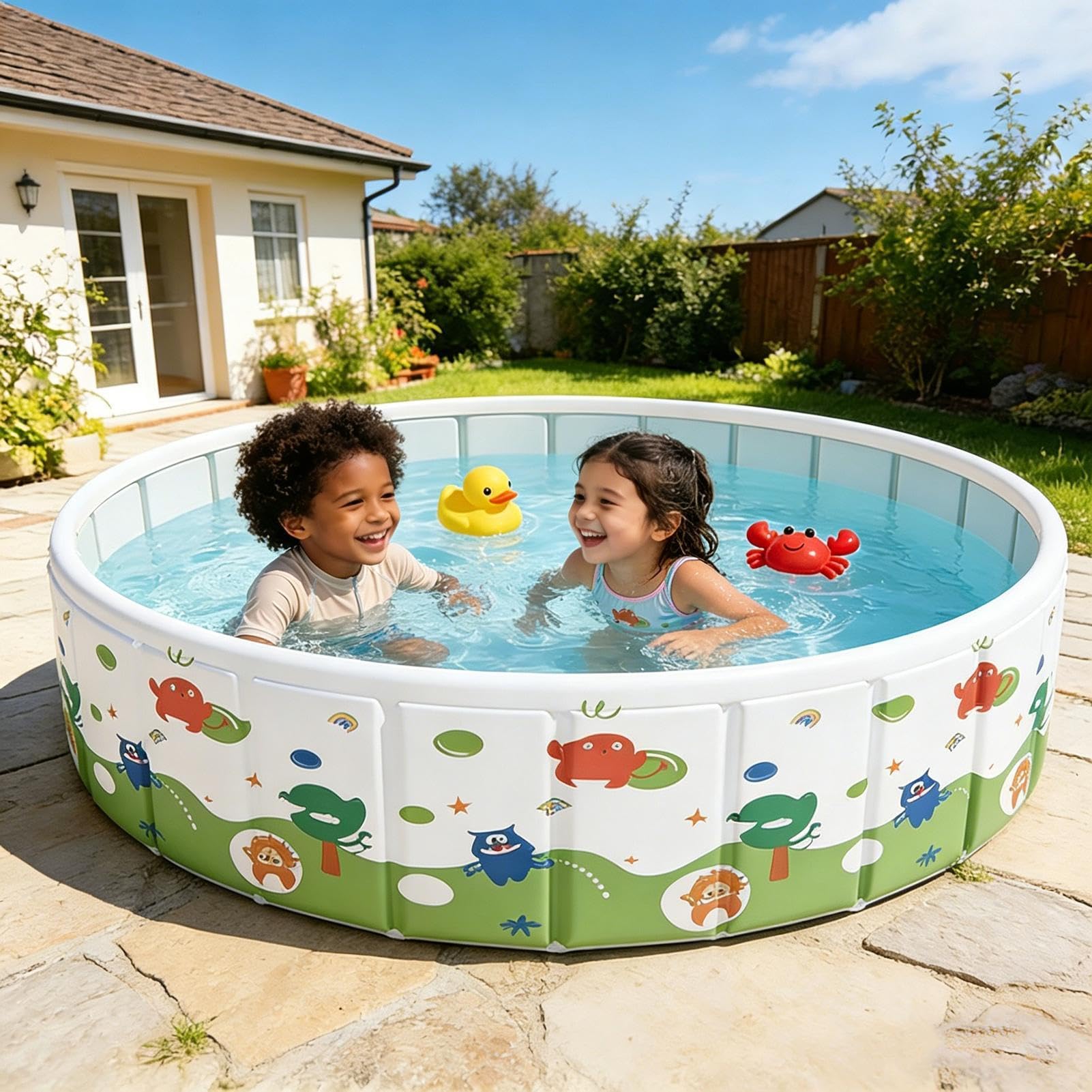 Zusammenklappbarer Pool Outdoor-Kinderspielzeug | Tragbarer Schwimmpool für und Mädchen Urlaub im Freien Garten Hinterhof am auf der Terrasse beim Camping und zu Hause
