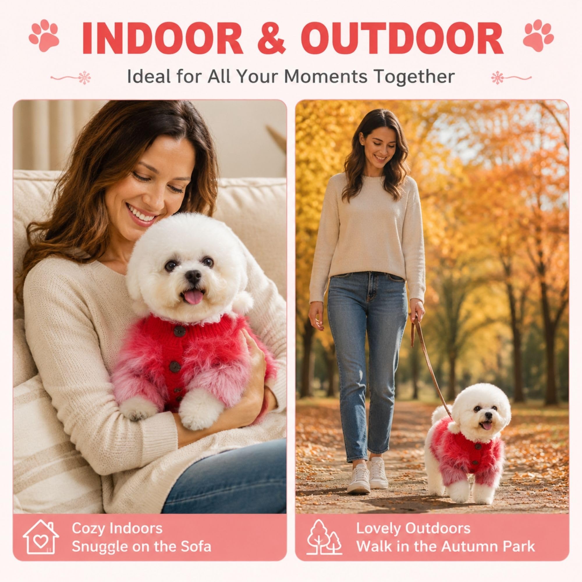 Pull chaud pour chiens de taille moyenne, vêtements pour animaux de | Tricot doux associé à une fausse fourrure moelleuse, facile à enfiler pour un usage quotidien, sorties et photos