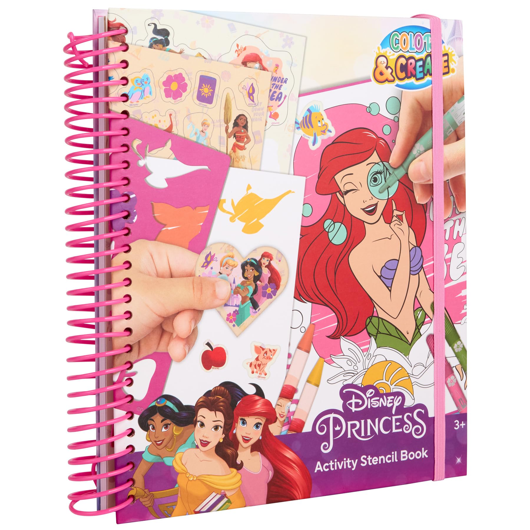 Disney Princess  Color & Create  Stencil Colouring Book  Creative Activity Set for Kids (DP24356)