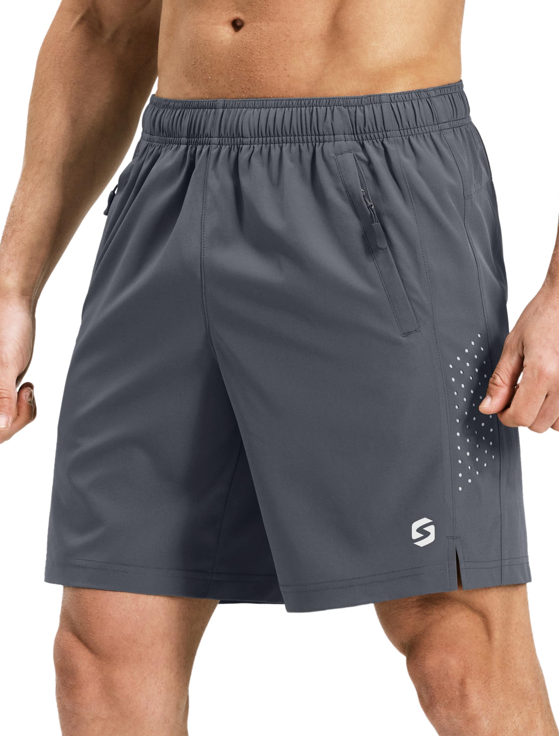 Men’s Running Athletic Shorts 7 Inch Quick Dry Lightweight Workout Gym Tennis Shorts 3 Zipper Pockets