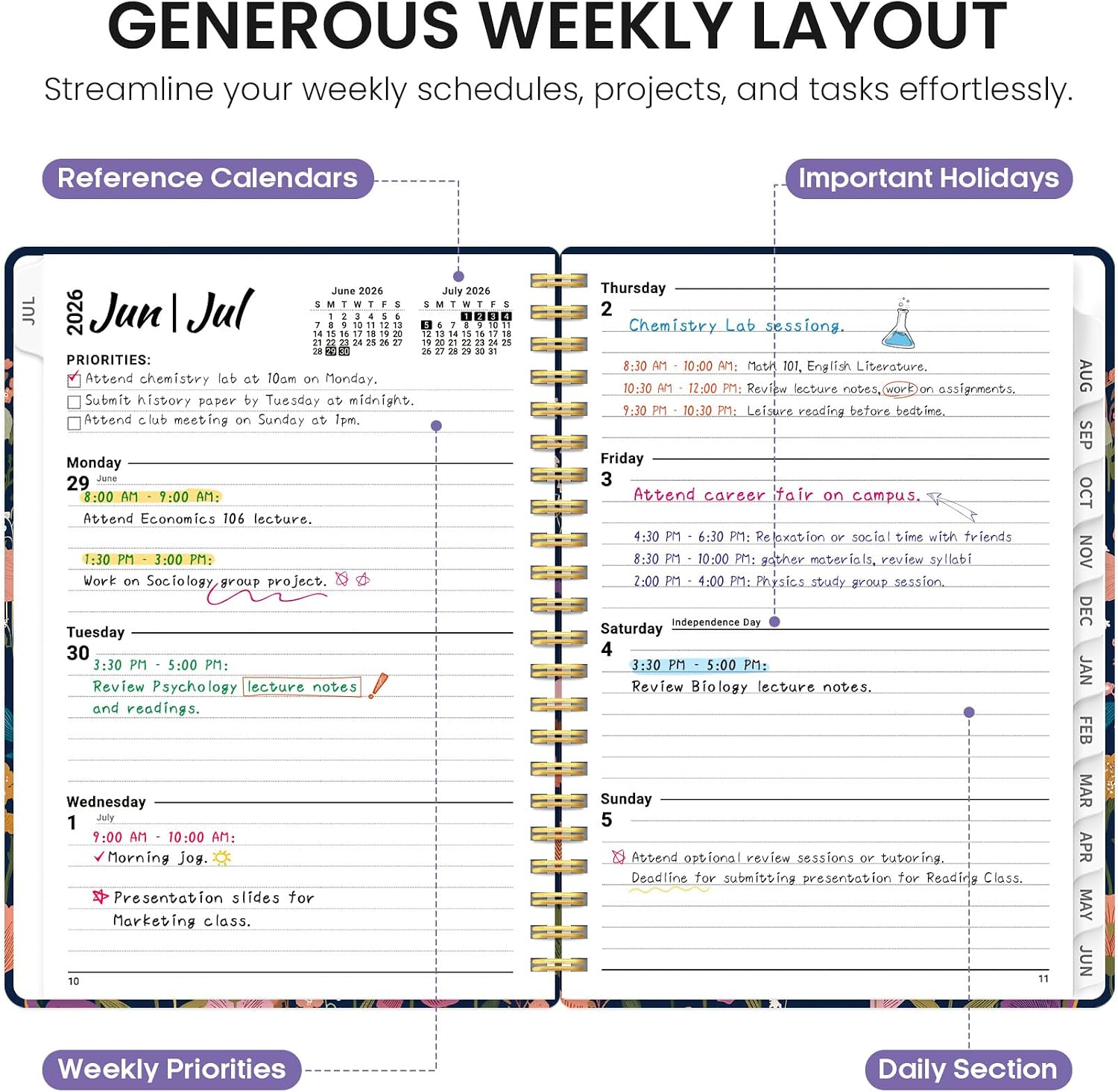 Taja Planner 2026-2027, Jul 2026-Jun 2027 Monthly & Weekly Calendar Planner image 3