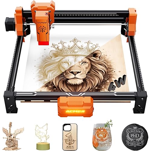Laser Engraver,ACMER Laser Engraver Machine S2 4W Higher Accuracy DIY Wood Cutter and Engraving Machine with Working Area 300x300mm,0.08mm Laser Spot, Laser Machine for Wood Acrylic Metal Glass