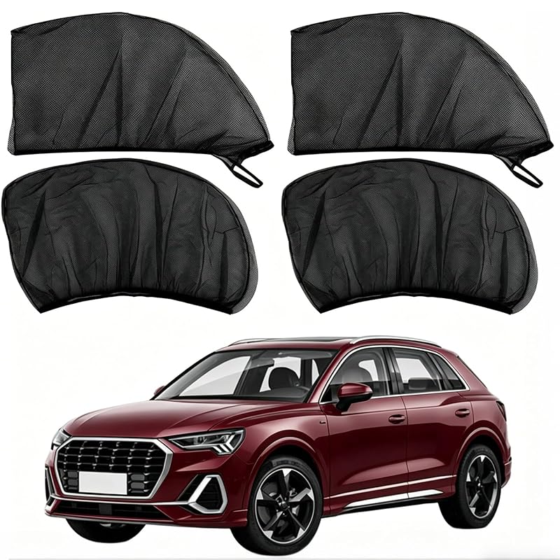 Kit com 4 Protetores Solares para Janelas Laterais de Carro AurLunUs em Tela Respirável Preta