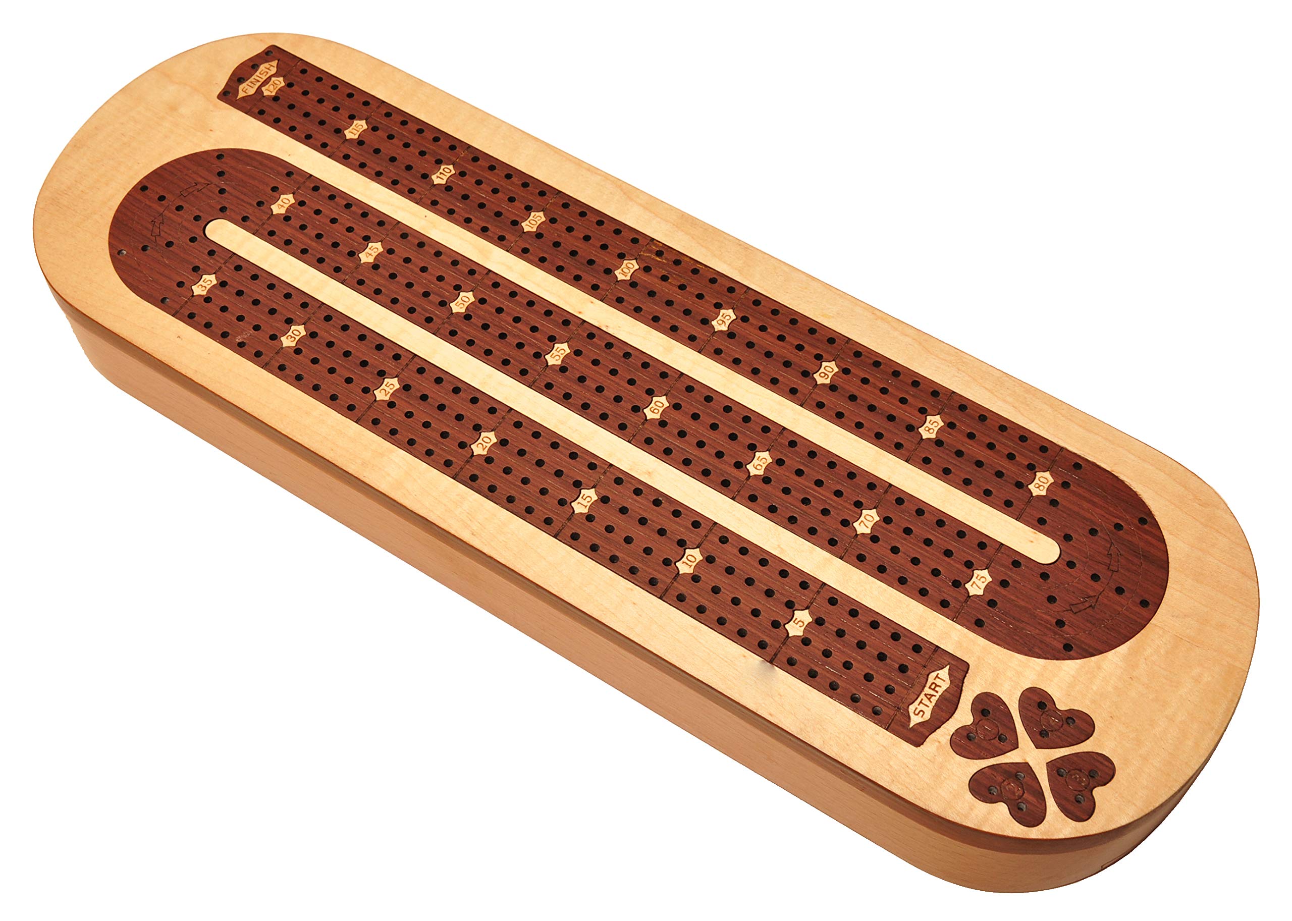 PALM ROYAL HANDICRAFTS Zestaw 4-torowych drewnianych desek do kołyski inkrustowany palisandrem i drewnem klonowym z śledziami i kartami. Dostępne przechowywanie. Tablica do łóżeczka dla 4 graczy (38 x