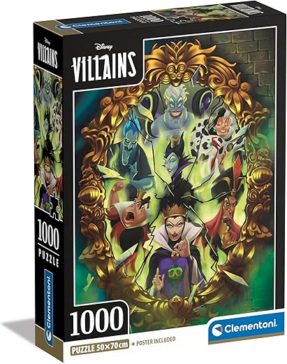 Clementoni Puzzle - Disney Villains - Puzzle De 1000 Piezas Para Adultos, Rompecabezas Adultos, Entretenimento, Hecho En Italia, 39812