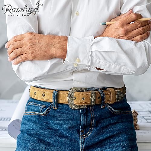 Miniatura 2 de RAW HYD Cinturones occidentales de cuero para hombre, cinturones de vaquero para hombre, cinturón occidental para hombre con hebilla en relieve,