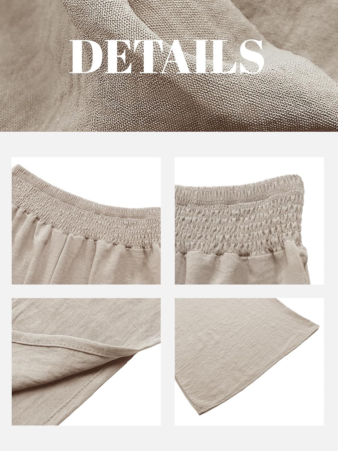 Women Linen Wide Leg Pants High Waist Boho Loose Fit Casual Beach Travel Palazzo Pants - Image 6