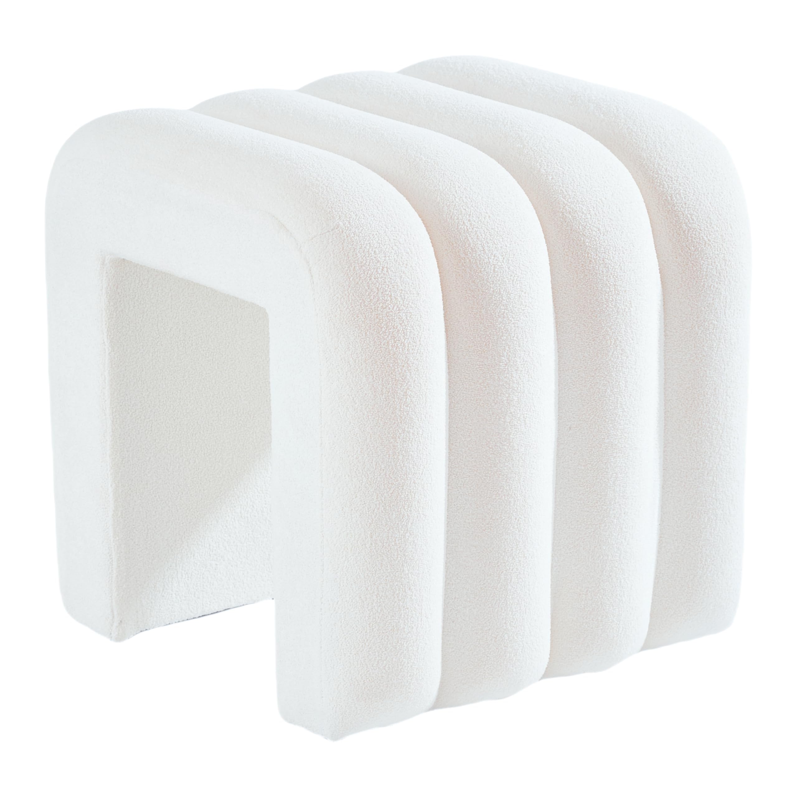 Zedelmaier Hocker mit Holzfüßen – Weißer Sitzhocker, Fußhocker, Sitzwürfel & Pouf für Wohnzimmer, Schlafzimmer, Eingangsbereich (Weiß)