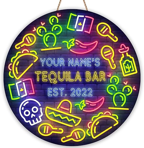 Miniatura 32 de Placa de pared de madera de bar de tequila mexicano personalizado, letrero de bar de México, letrero rústico para pub para el hogar, decoración de 01
