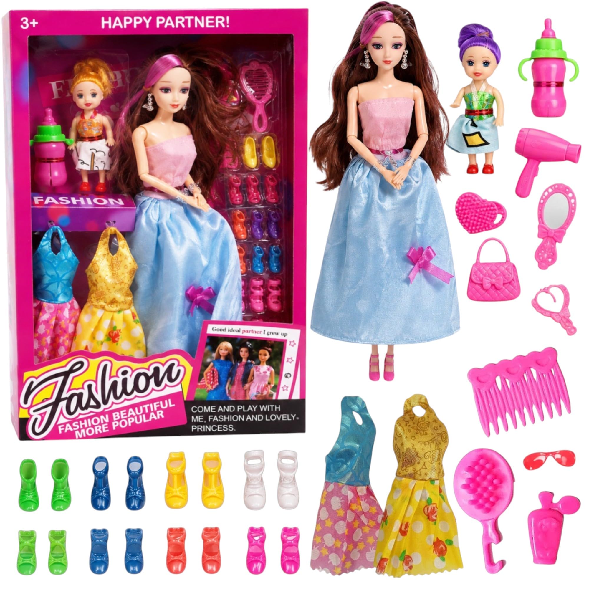 SUPER TOY Folding Hands Teacher Doll Playset Toy with 2 Baby Doll Play Set for Kids Girls thumbnail 3