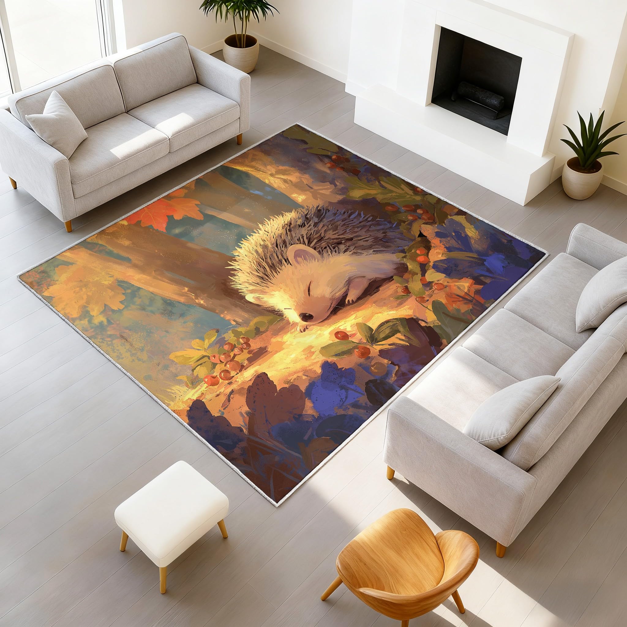 Tapis antidérapant magique motif hérisson forêt 50x80 cm