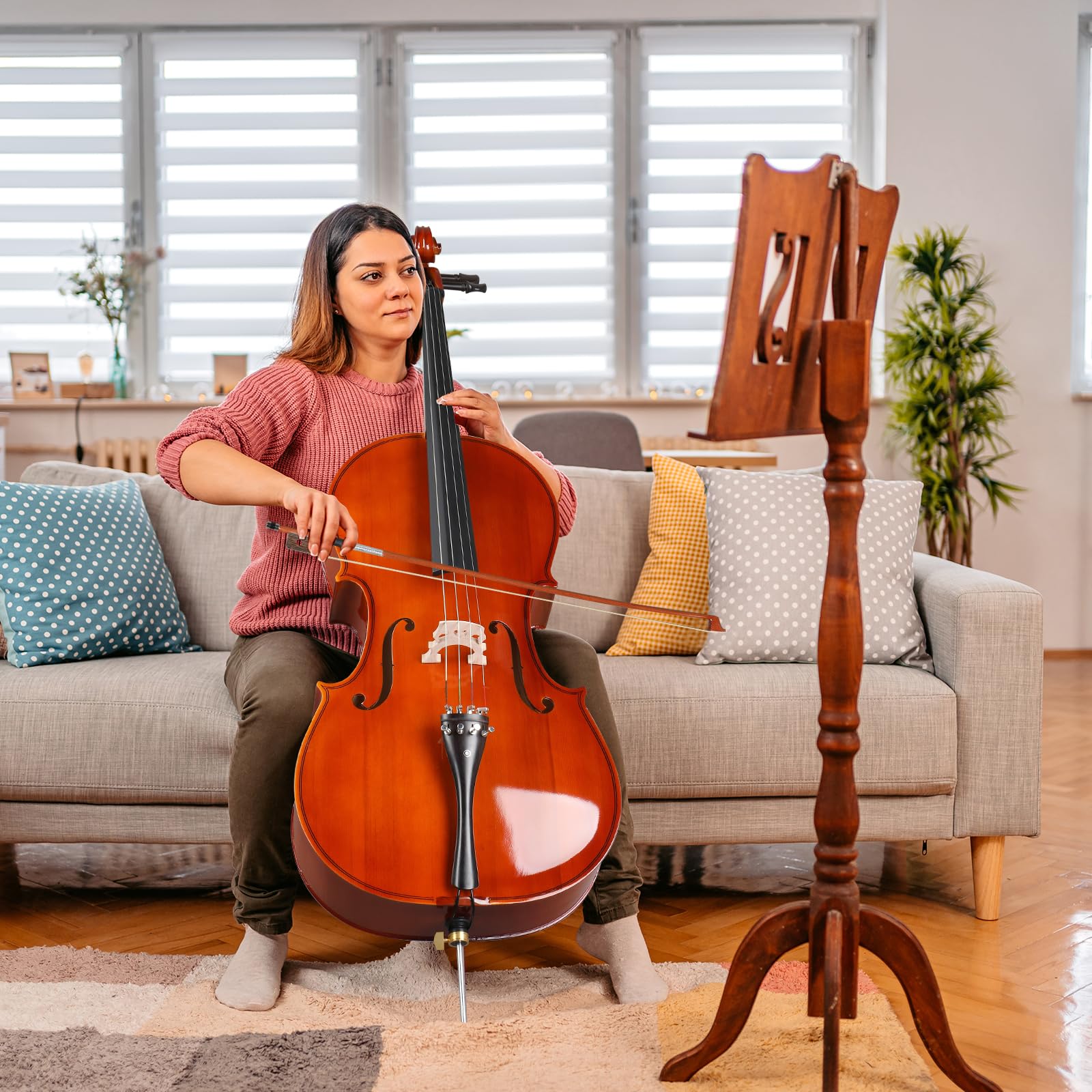 Bonnlo Violoncelle 4/4, Ensemble Complet avec Etui, Archet, Resine, Cordes et Colophane, Idéal pour Débutants et Joueurs Intermédiaires