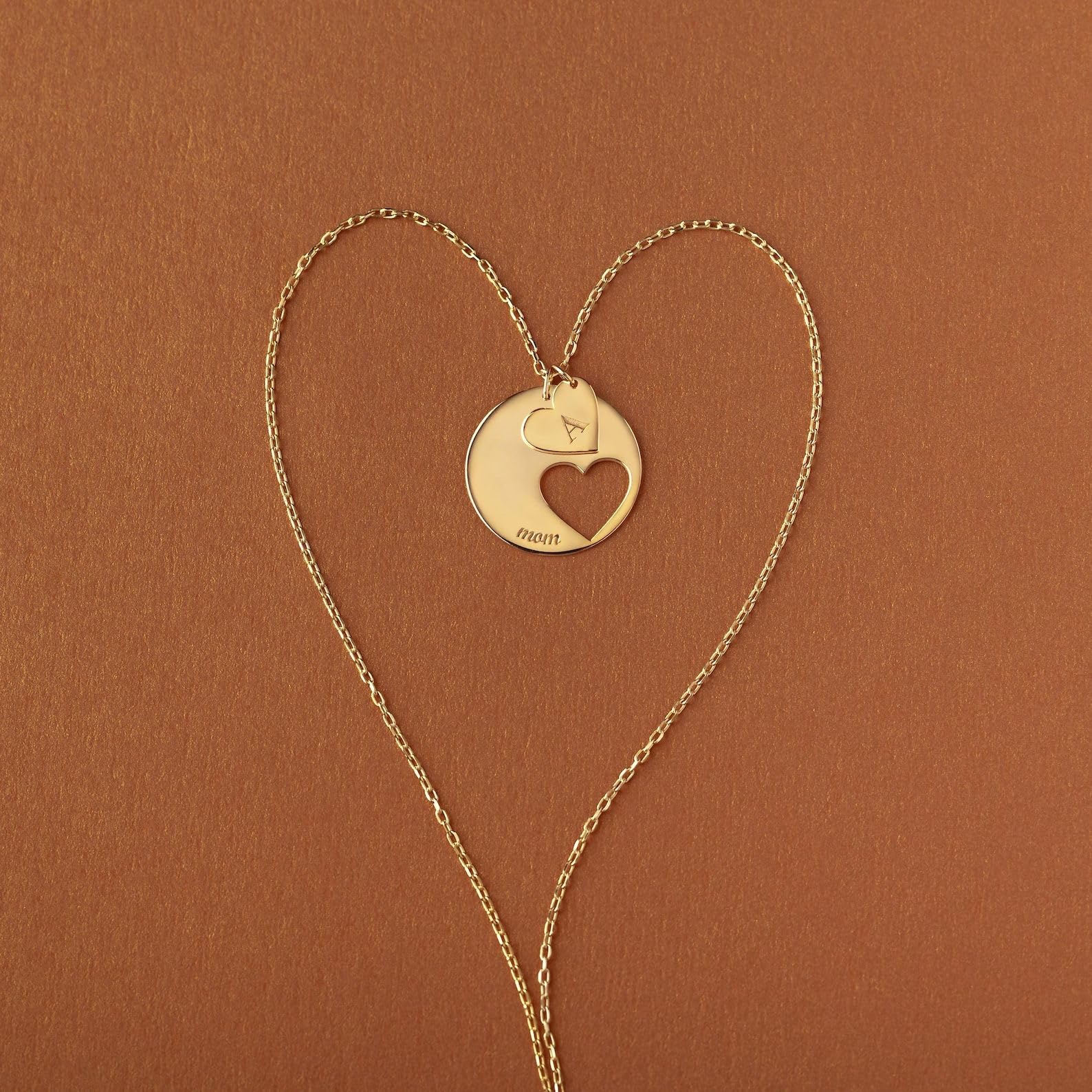 Personalizzato cuore disco collana su misura nome ciondolo con iniziale ciondolo inciso Cutout cuore gioiello in argento sterling oro rosa