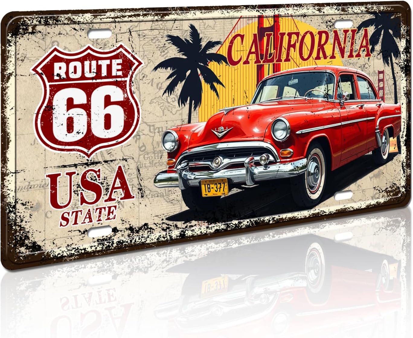 California Route 66 USA State – Letrero decorativo para placa de matrícula, 12 x 6 pulgadas