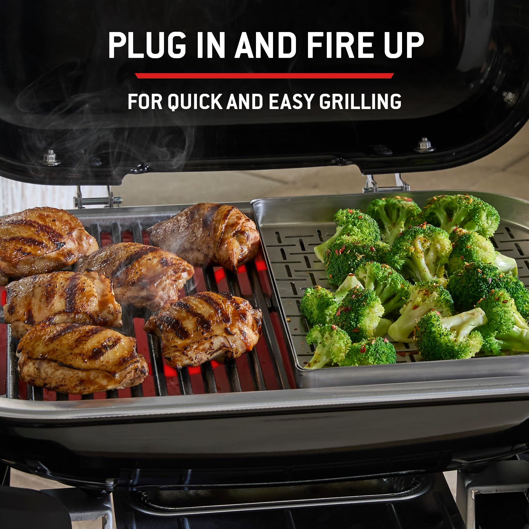 Weber Lumin Barbecue Elettrico 315°C Griglie Ghisa Smaltata Porcellana 33x49 cm Nero