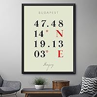 Vista 4 de Mapa de Budapest, Hungría, Coordenadas Multilíneas de colores (12x16)